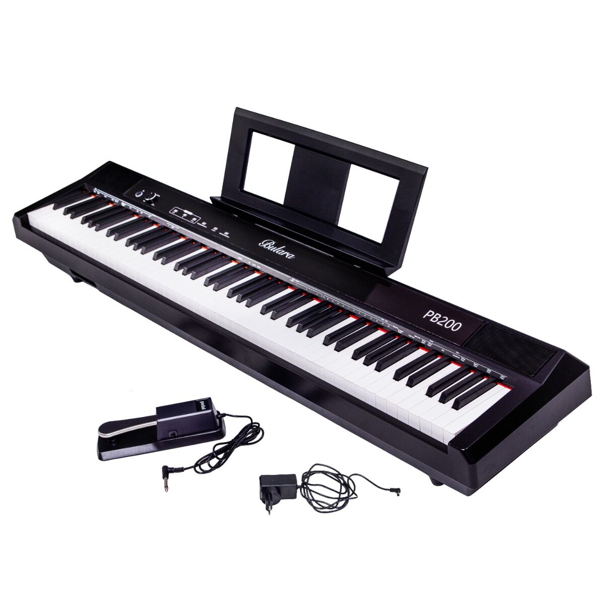 Piano Digital Bulara PB200, 88 teclas totalmente ponderadas com ação de martelo, preto