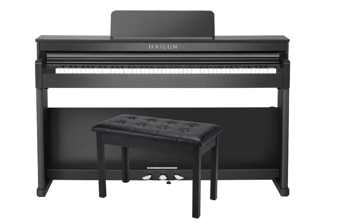 Piano digital Bulara Hailun H503 preto com painel touch e banqueta