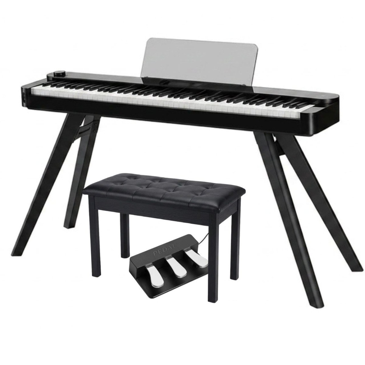 Piano digital portátil Bulara Hailun HD300 com suporte e pedaleira