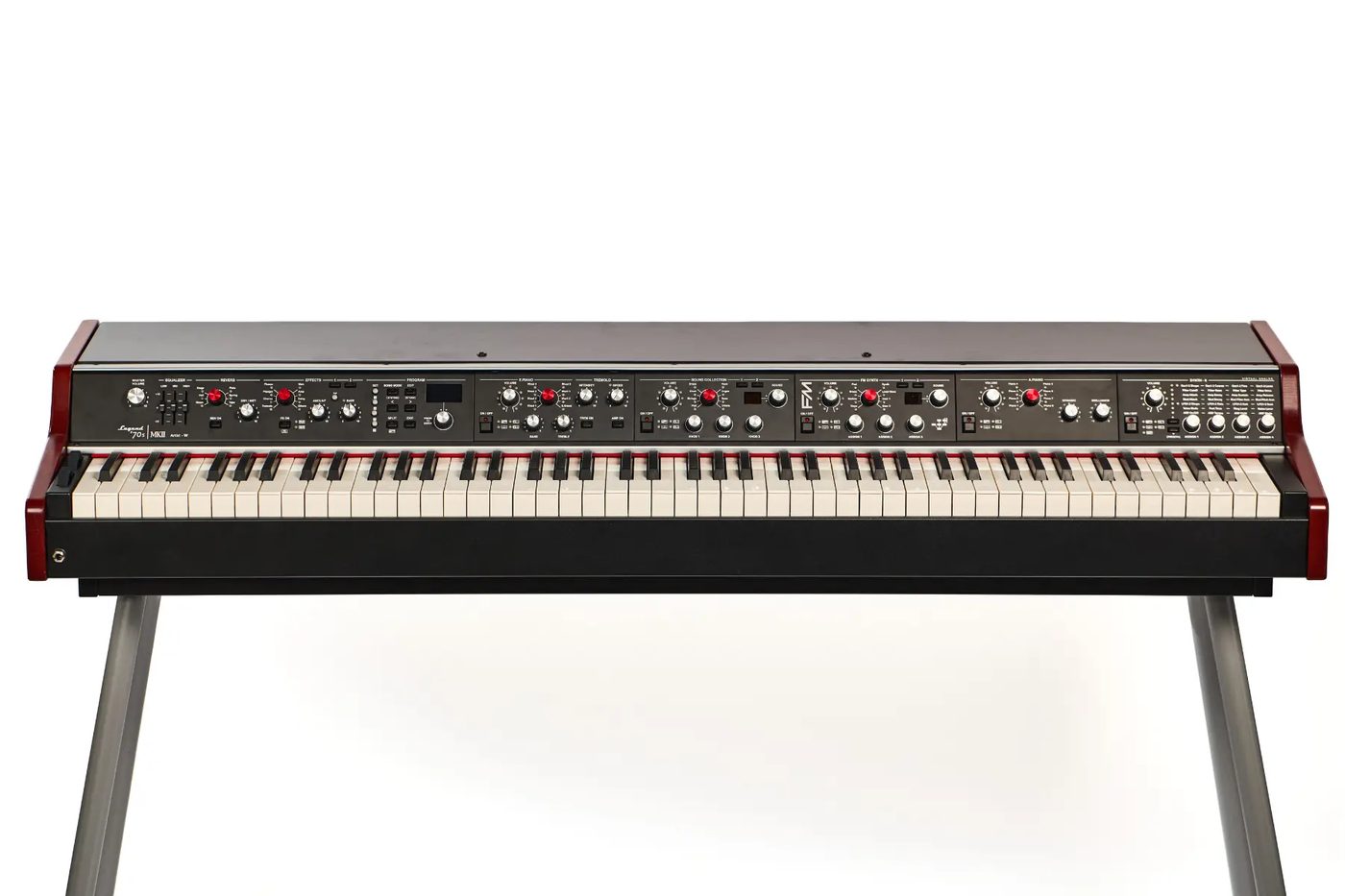 Teclado Viscount Legend 70s MKII Artist W de 88 teclas, com painel de controles e laterais em madeira